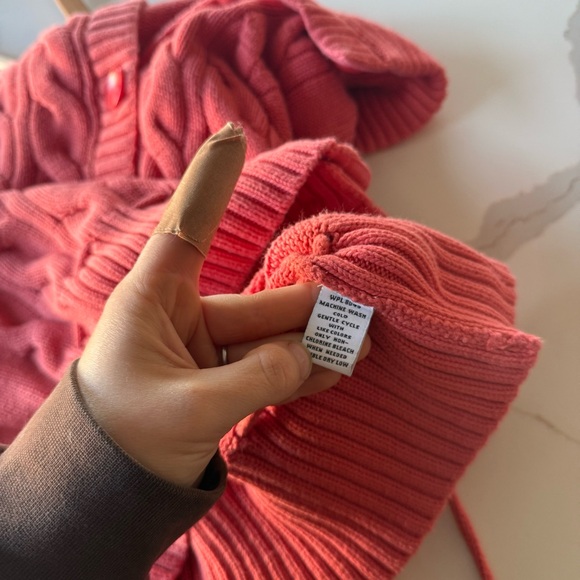 Vintage VTG Style & Co Coral Cable Knit Tie Waist Button Up Cardigan Sweater - Picture 3 of 15